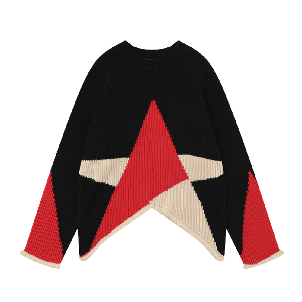 Irregular Hem Star Sweater