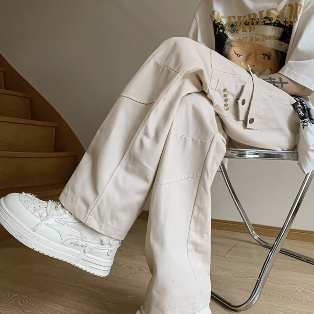 Trendy Straight White Cargo Pants