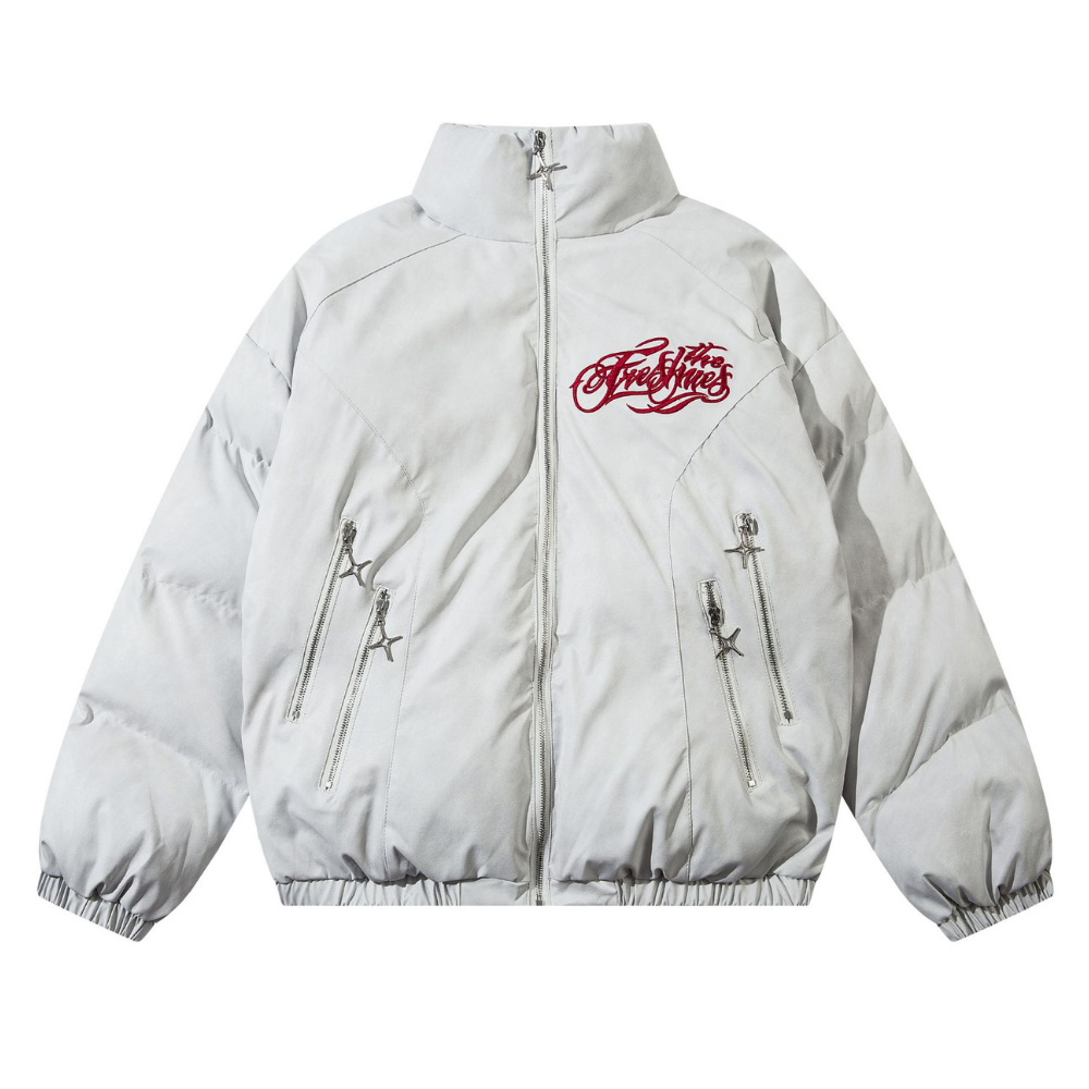 Oversize Embroidered Stand Collar Coat