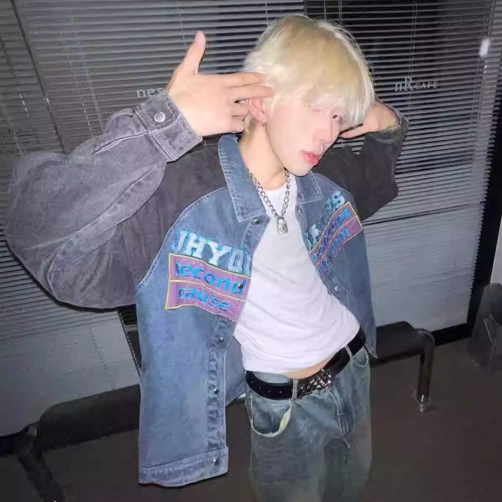 Japanese Patchwork Letter Raglan Jacket