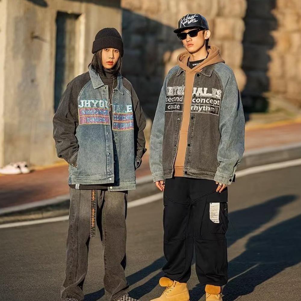 Japanese Patchwork Letter Raglan Jacket