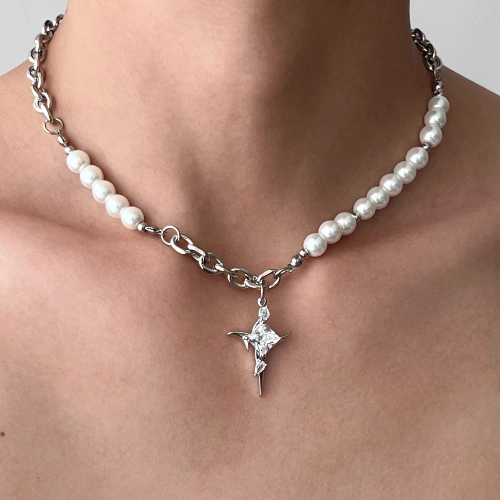 American Ball Bead Clavicle Star Necklace
