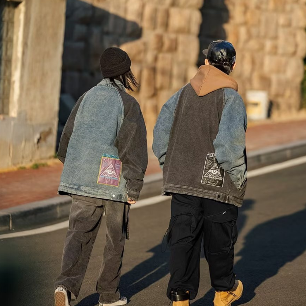 Japanese Patchwork Letter Raglan Jacket