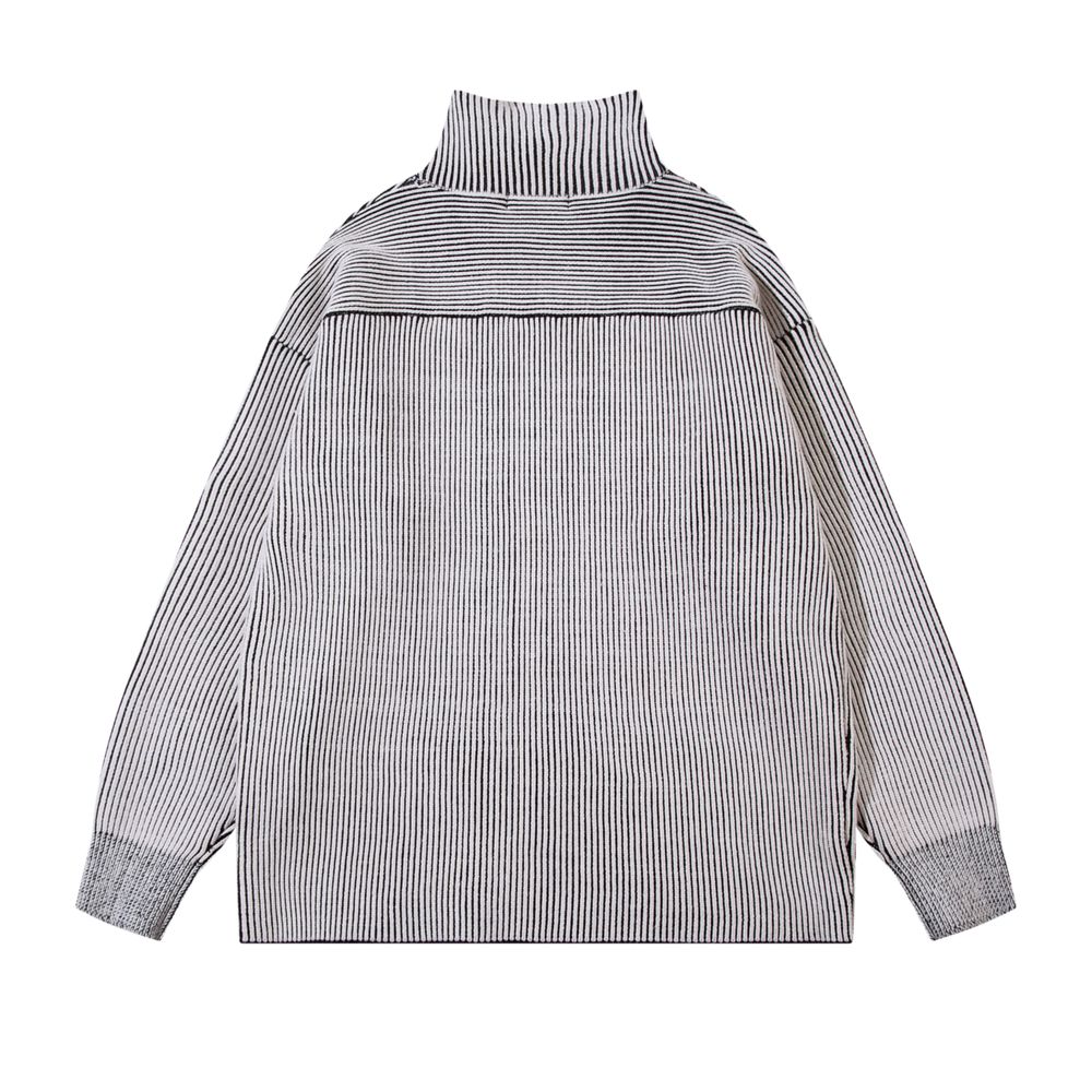 Large Letter Knitted Stand Collar Sweater