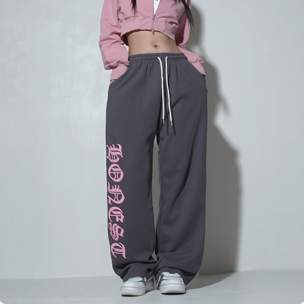 Women's Personalized Pink Goth Letter Sweatpants