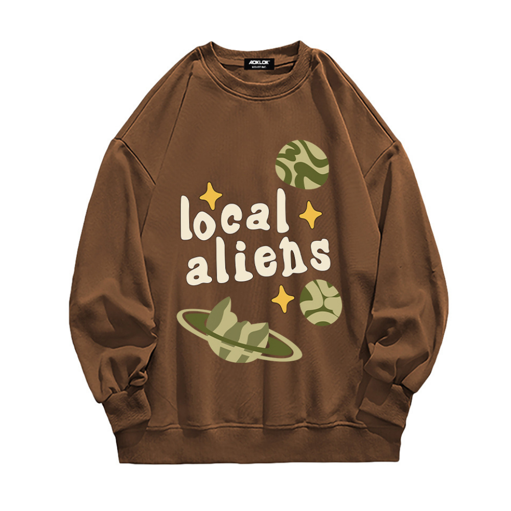 Local Aliens Print Cotton Sweatshirt