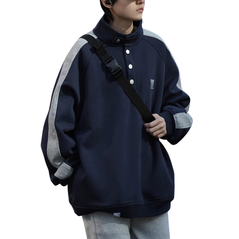 Japanese Urban W letter Polo sweatshirt