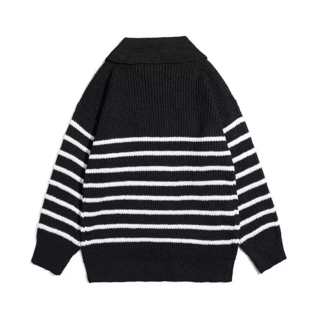 Minimalist Striped Polo Sweater