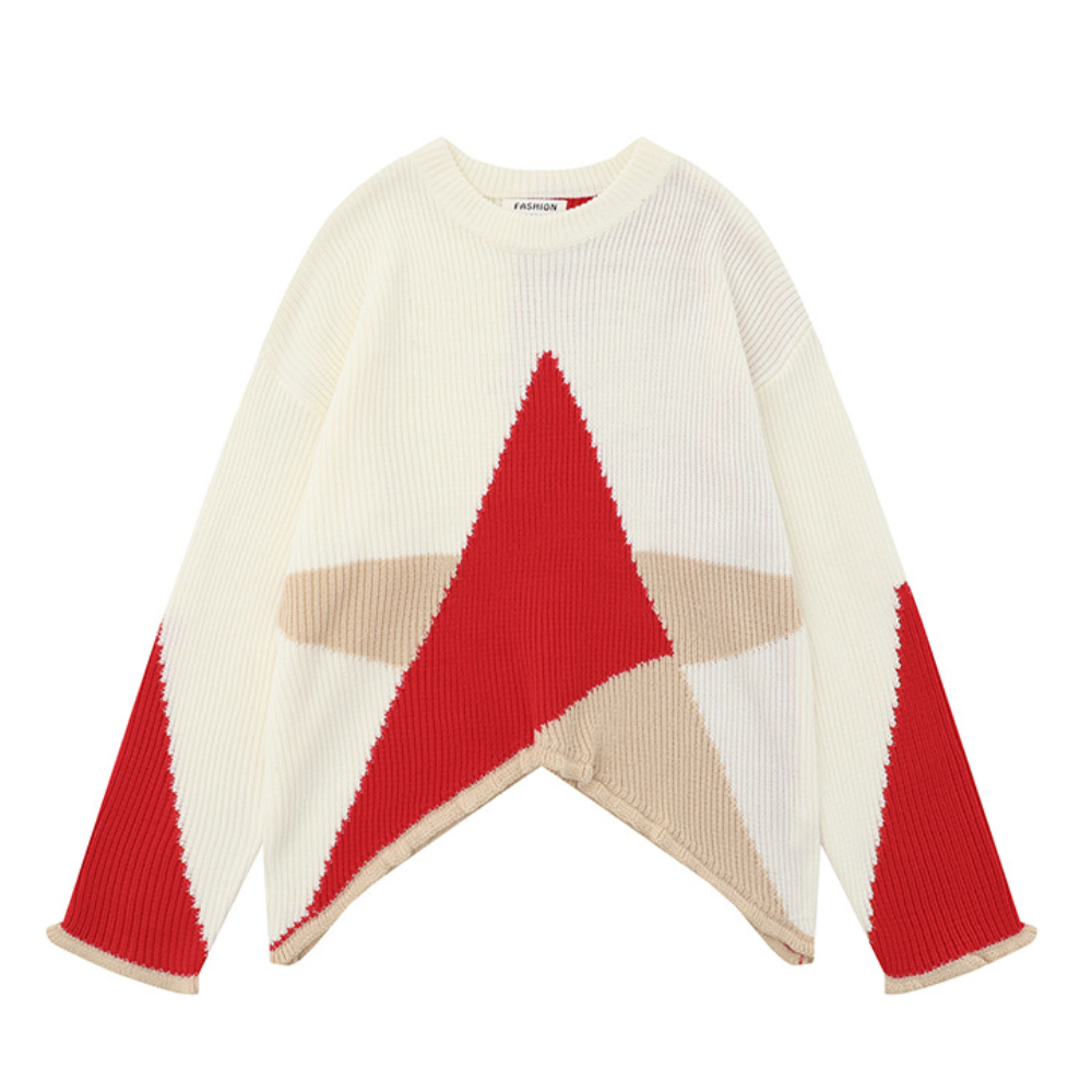 Irregular Hem Star Sweater