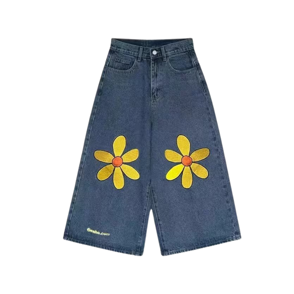 Japanese Flower Embroidered Shorts