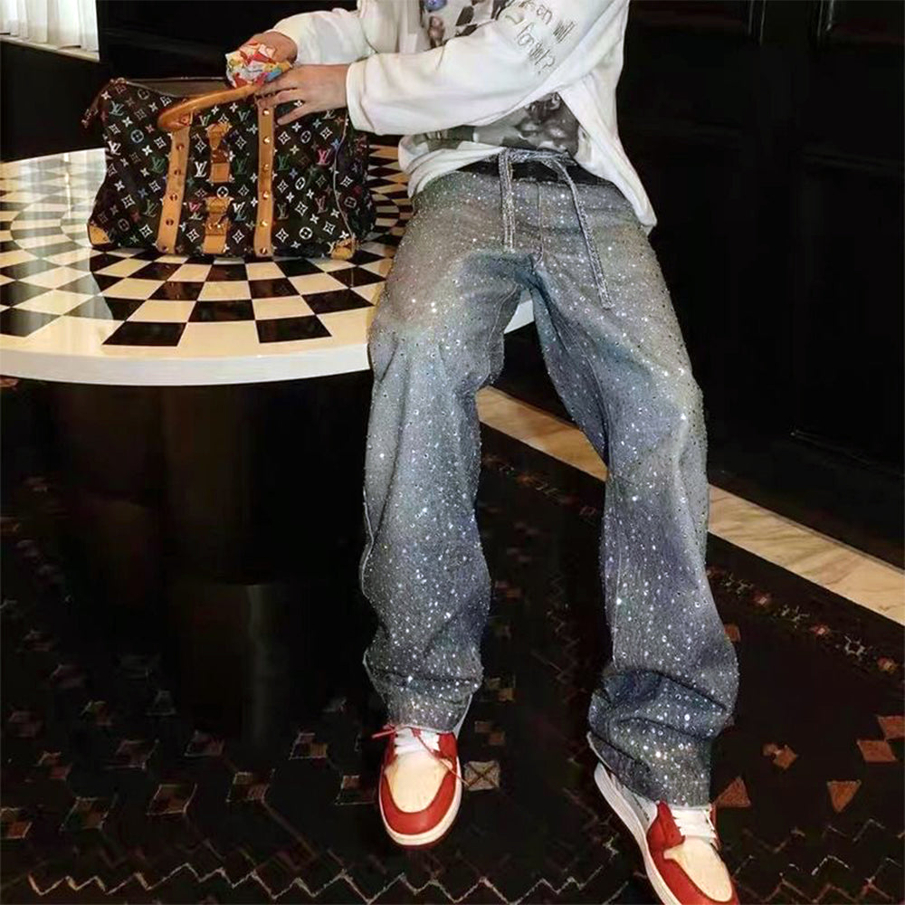 LoopStone Rhinestone Baggy Jeans