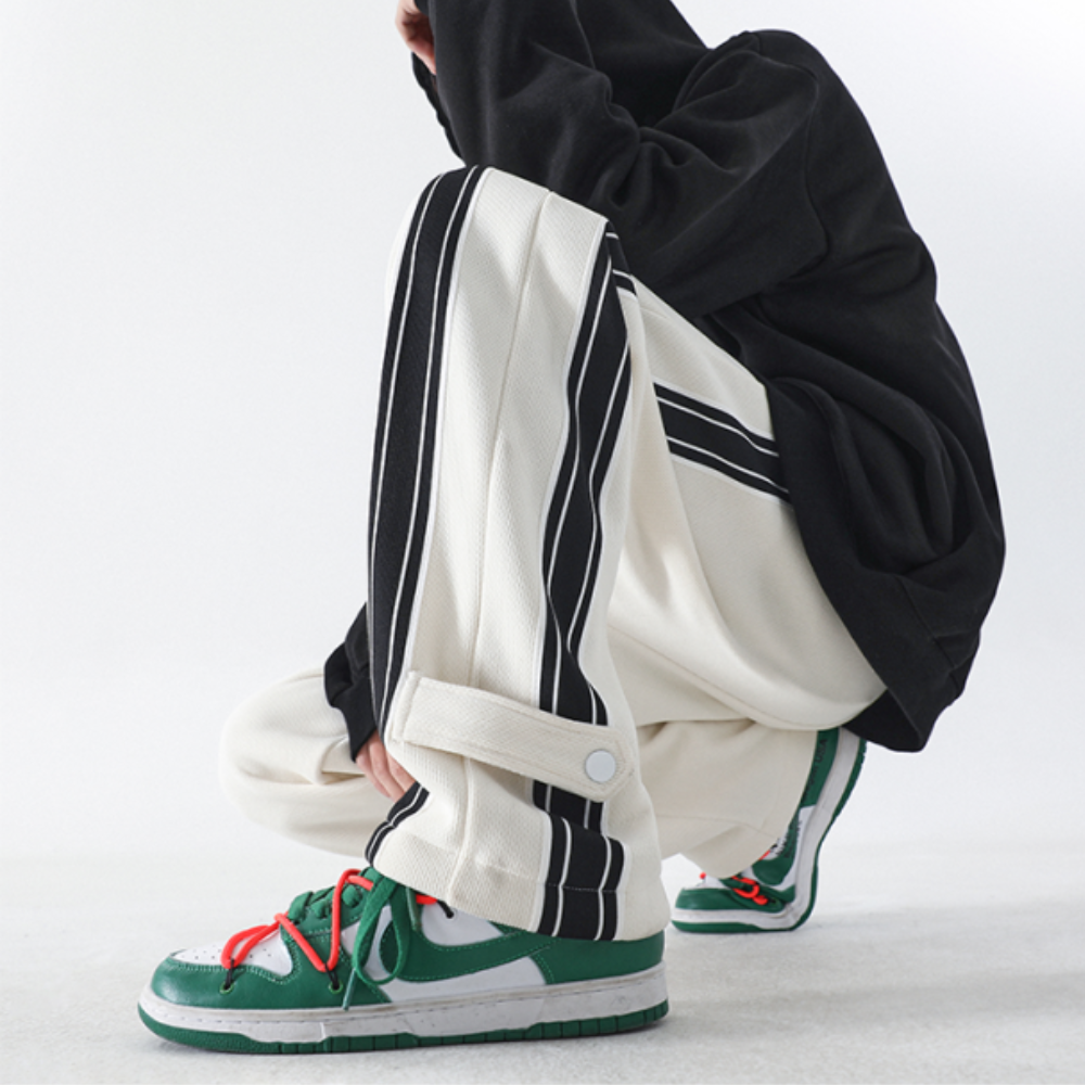 Black and White Striped Sweatpants