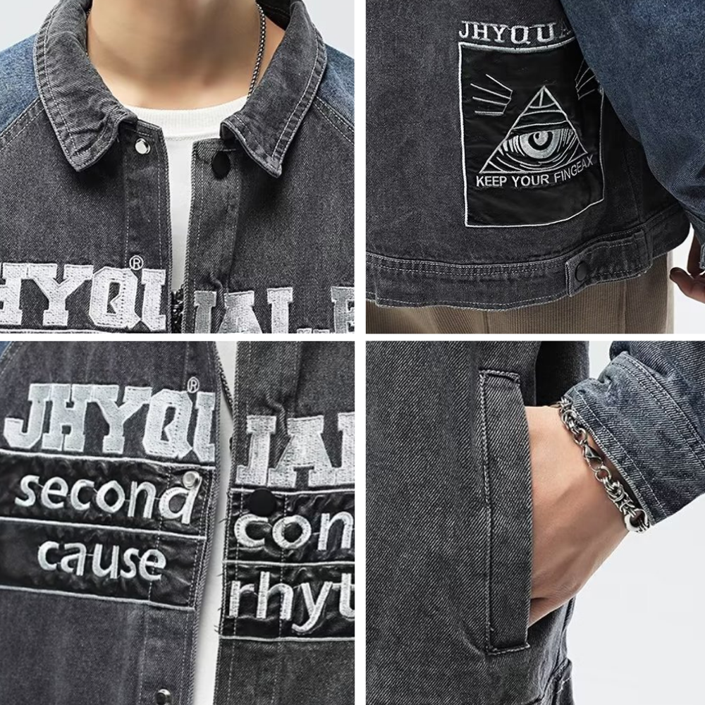 Japanese Patchwork Letter Raglan Jacket