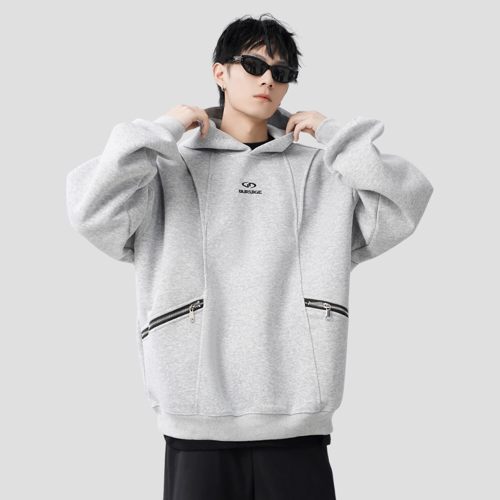Heavy Dual Zip Embroidered Hoodie