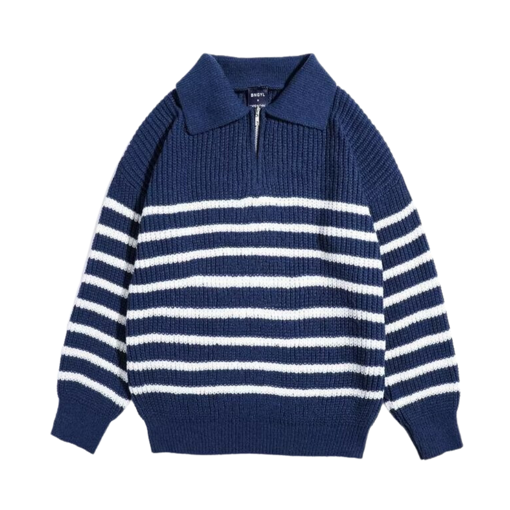 Minimalist Striped Polo Sweater