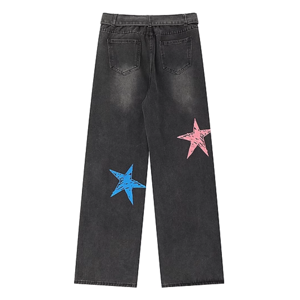 Women's Star Graffiti Straight Leg Jeans