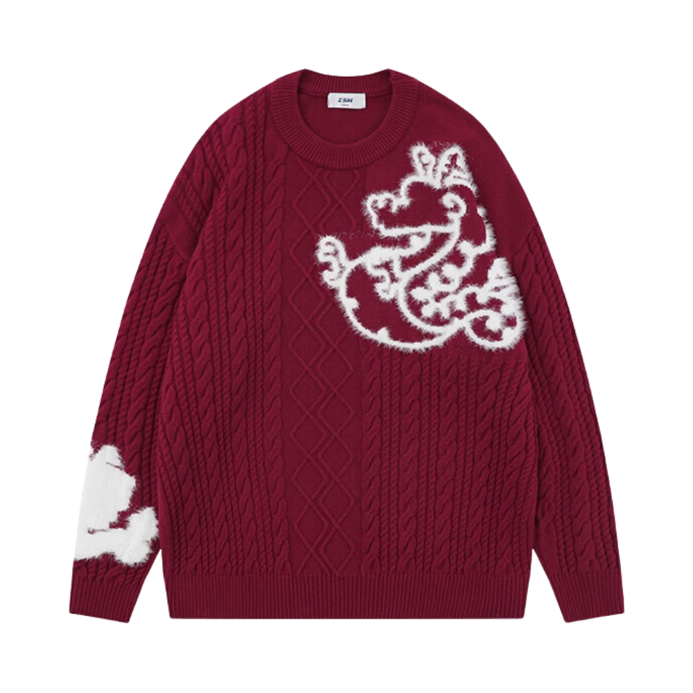 Cartoon Jacquard Dragon Jumper