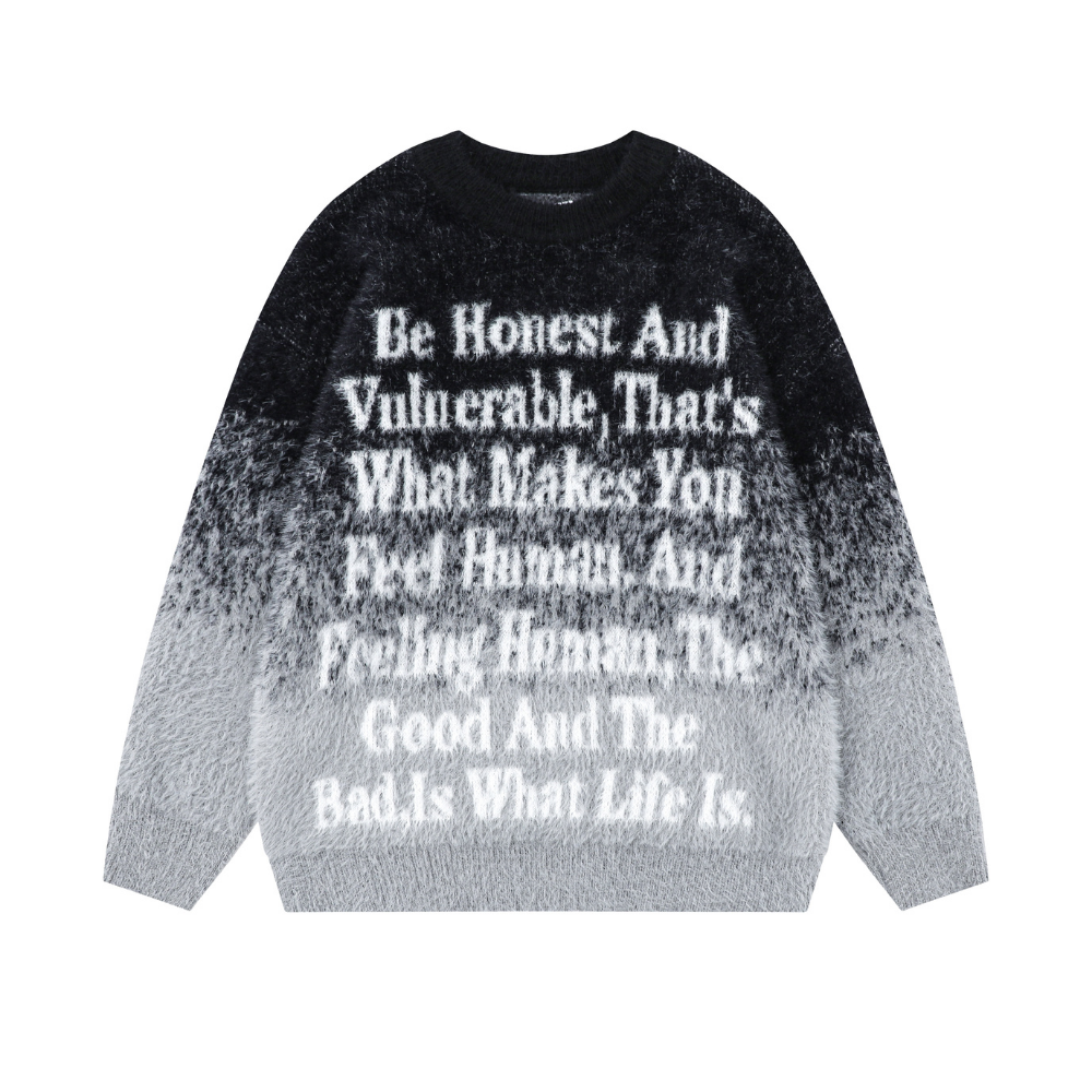 High Street Gradient Letter Jacquard Sweater