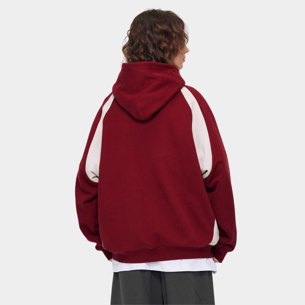 Red Sports Striped Hoodie