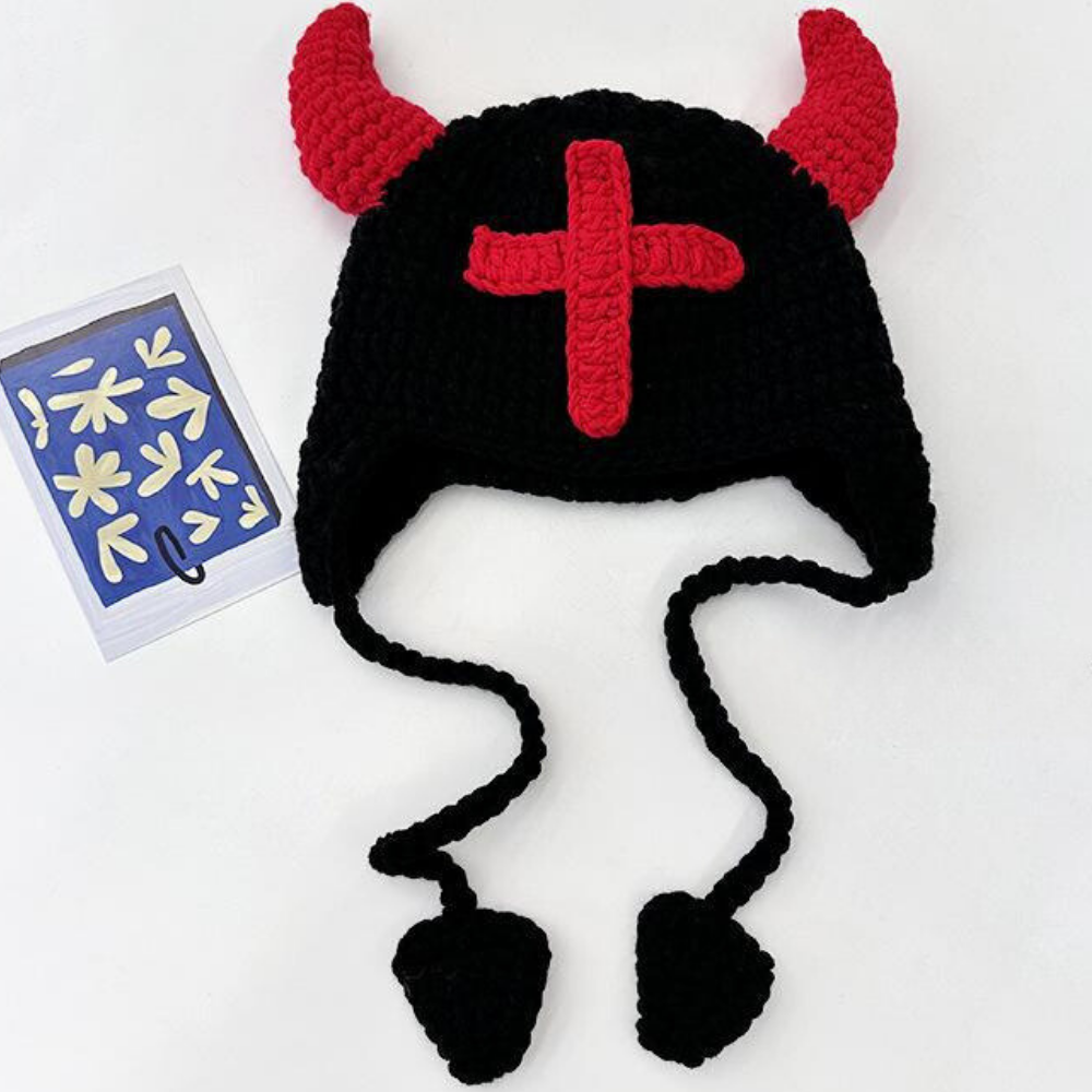 Funny Devil Horns Knitted Hat
