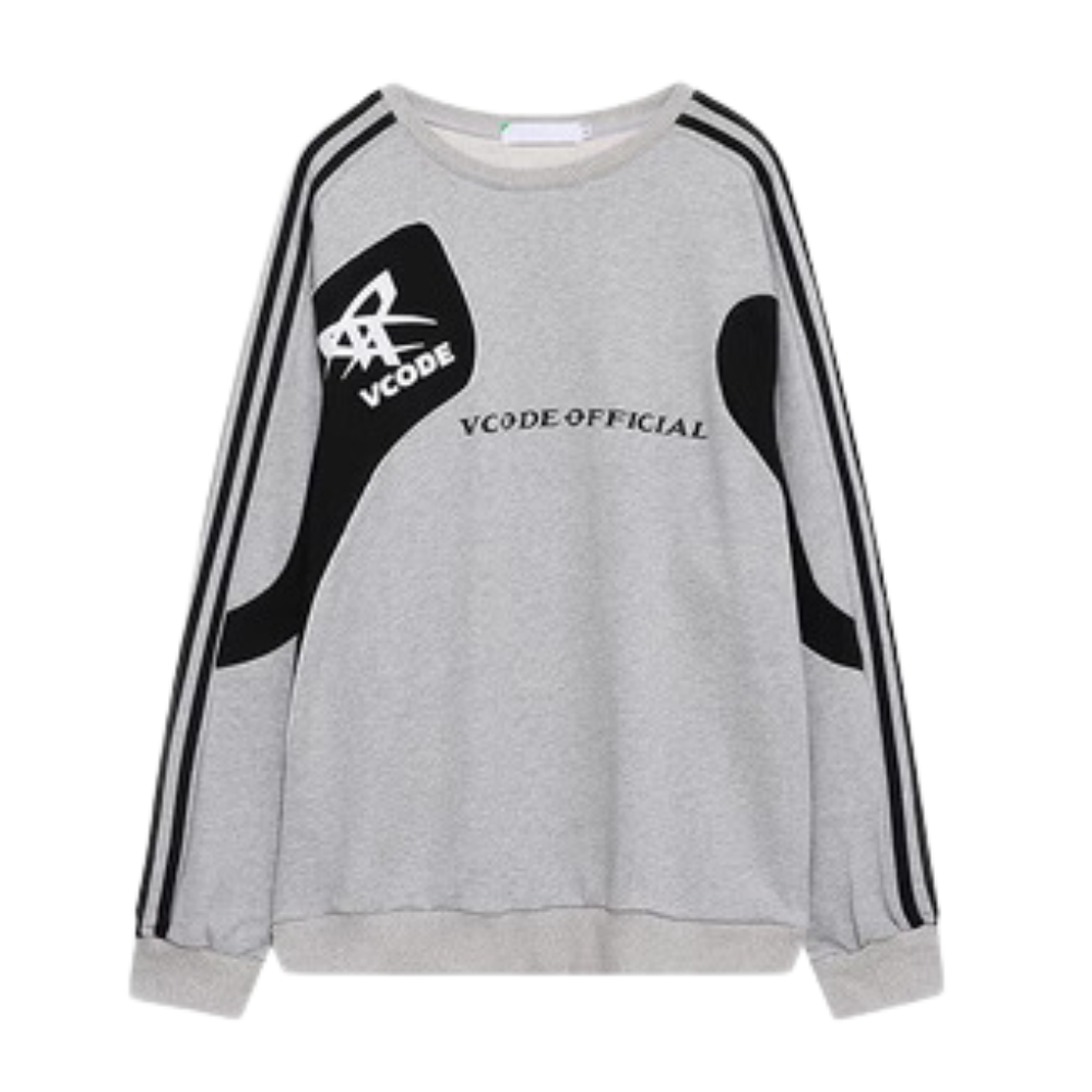 High Street Stripe Design Patchwork Sweatshirt