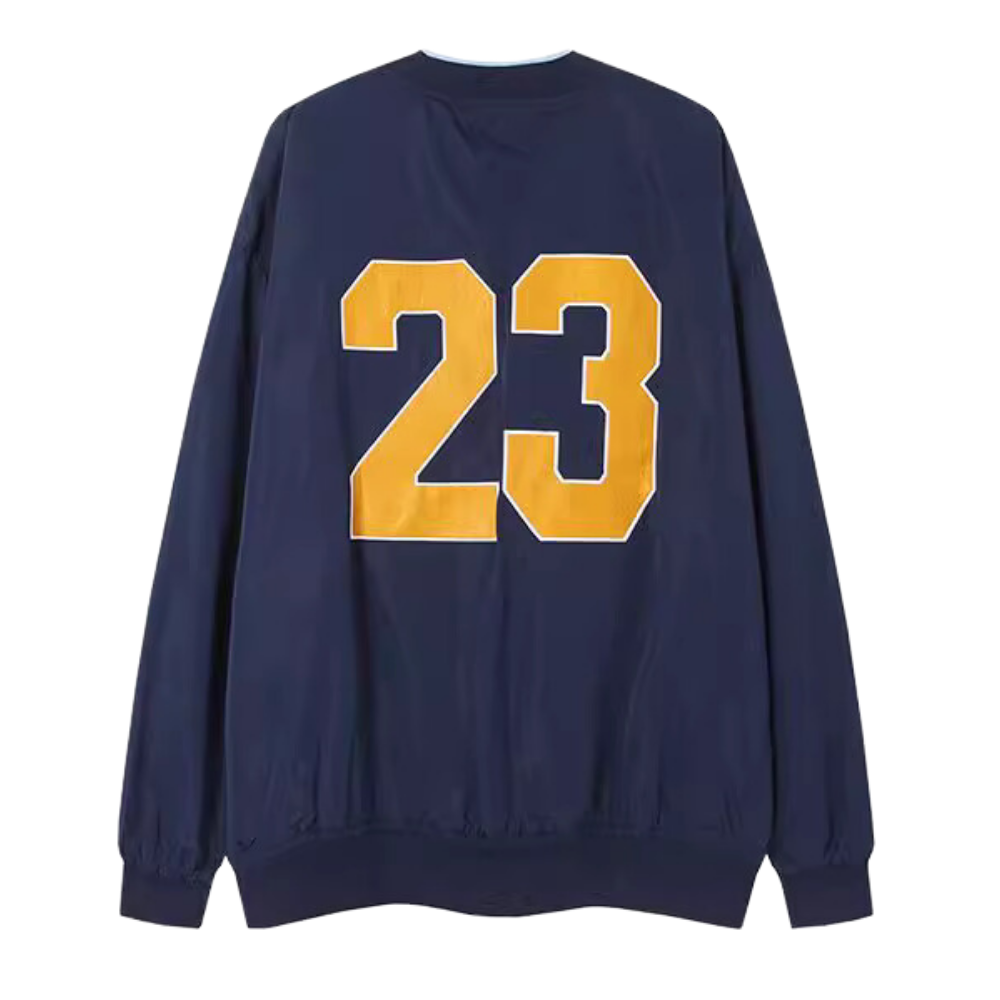 Jersey Letter Embroidery V-neck Sweatshirt