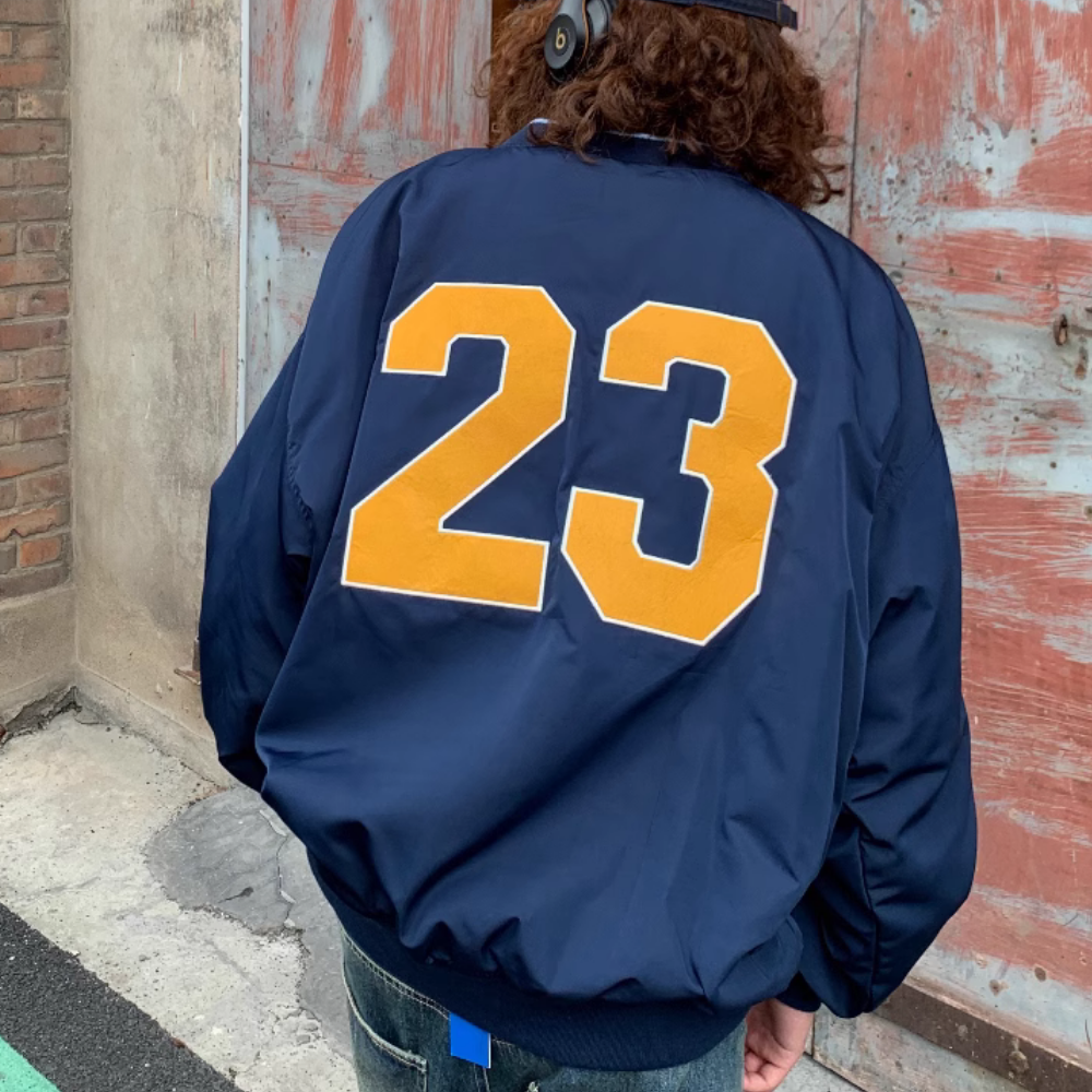 Jersey Letter Embroidery V-neck Sweatshirt