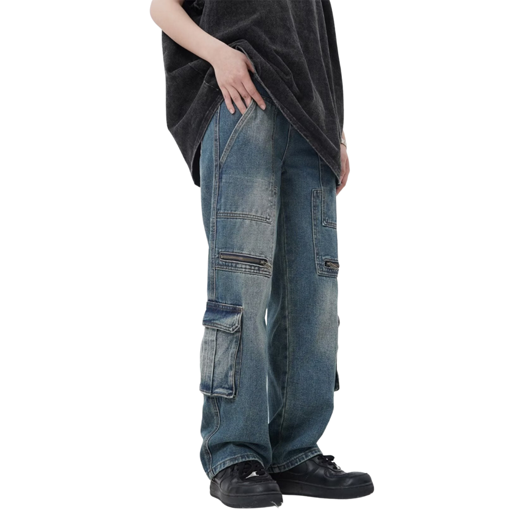 Urban Minimalist Multi-Pocket Jeans
