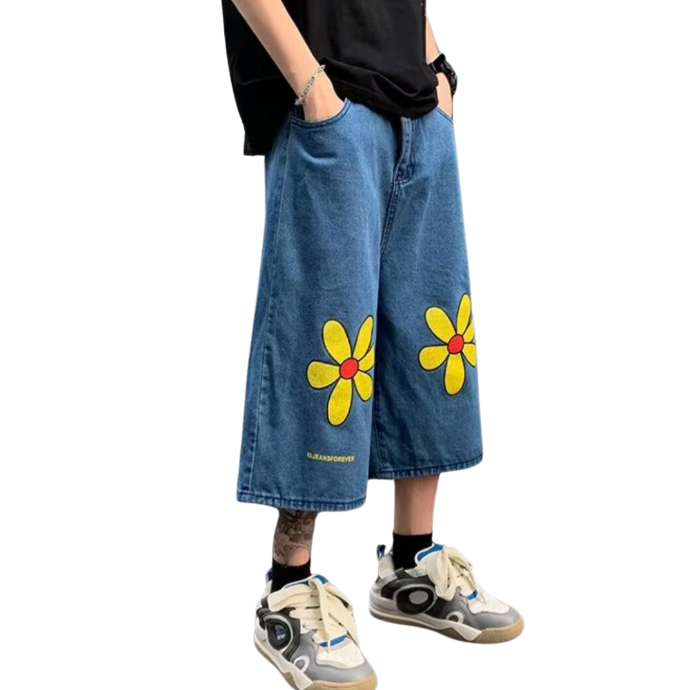 Japanese Flower Embroidered Shorts