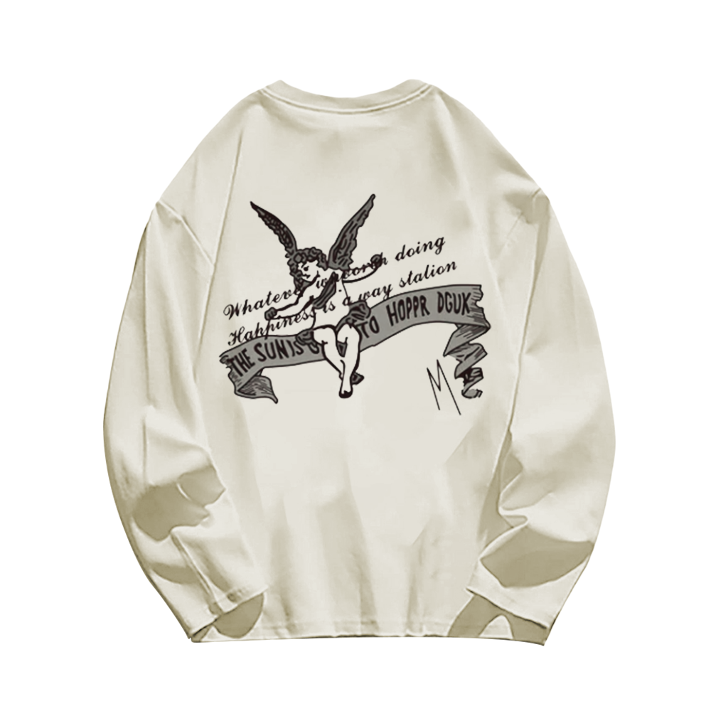 Cute Guardian Angel Print Sweatshirt