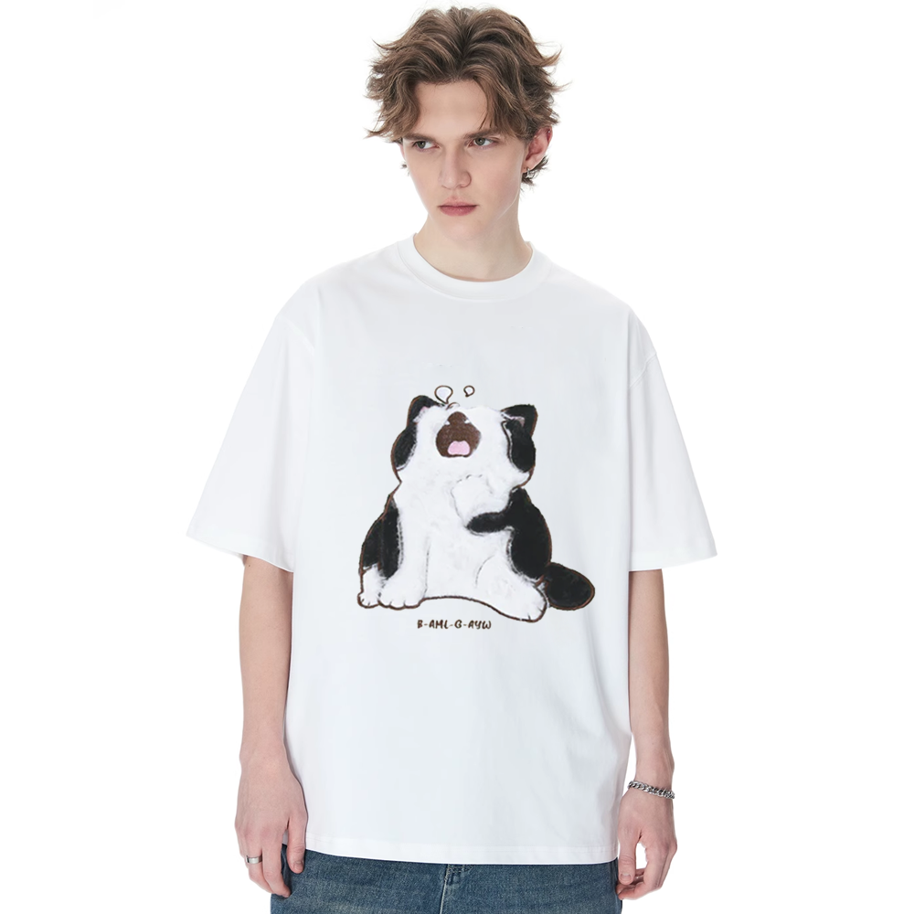 Japanese Cartoon Cat Print T-shirt