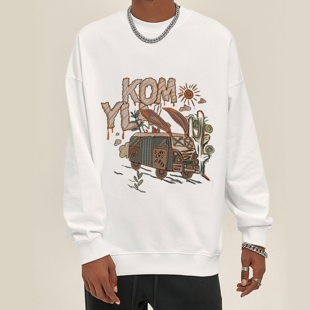 Casual Cartoon Car Sweatshirt