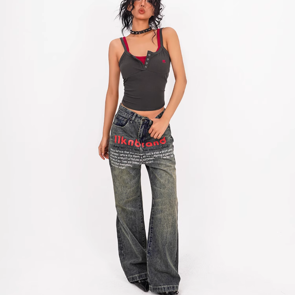 American Fashion Letter Jeans