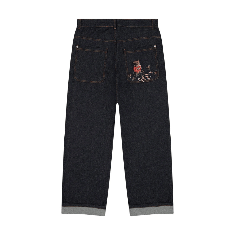 Evokyn Embroidered Koi Fish Denim Jeans