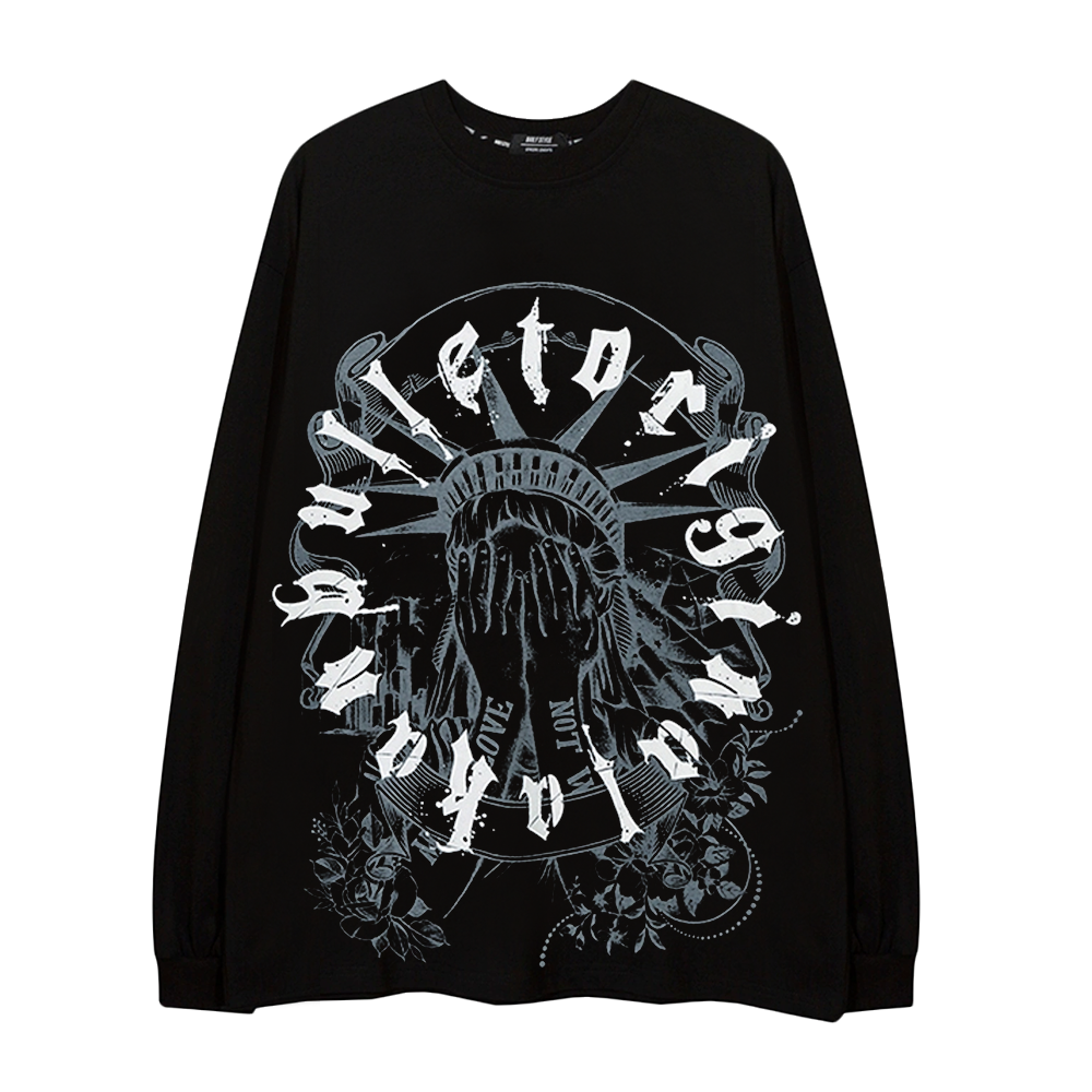Statue Of Liberty Letters Circle Long-Sleeve Shirt