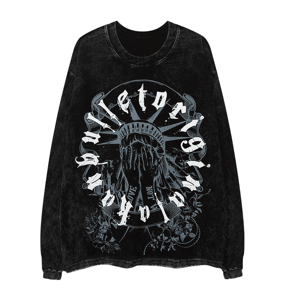 Statue Of Liberty Letters Circle Long-Sleeve Shirt