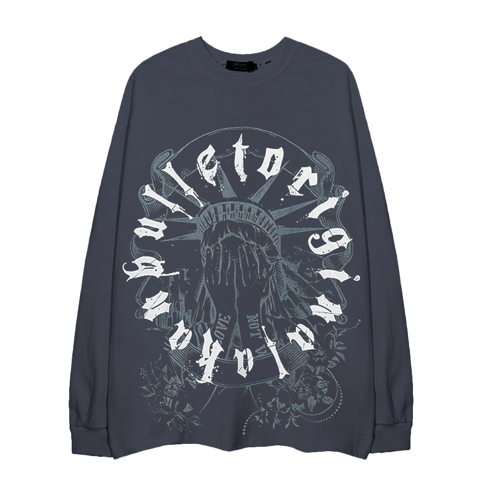 Statue Of Liberty Letters Circle Long-Sleeve Shirt