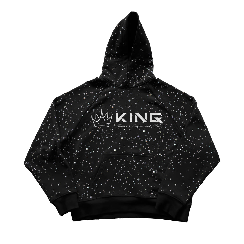 LoopStone Luxury® "KING.X" Starlight Rhinestone Hoodie Set - Black