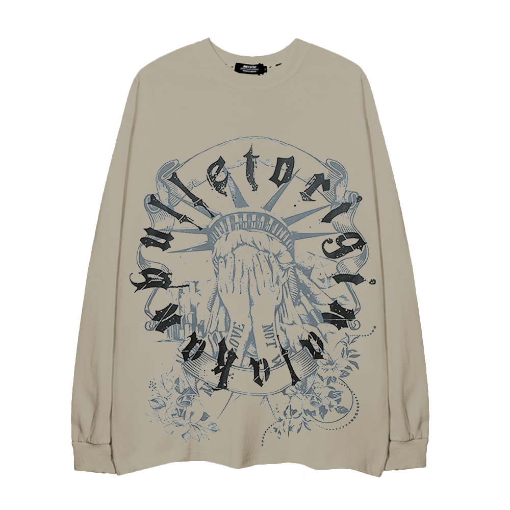 Statue Of Liberty Letters Circle Long-Sleeve Shirt