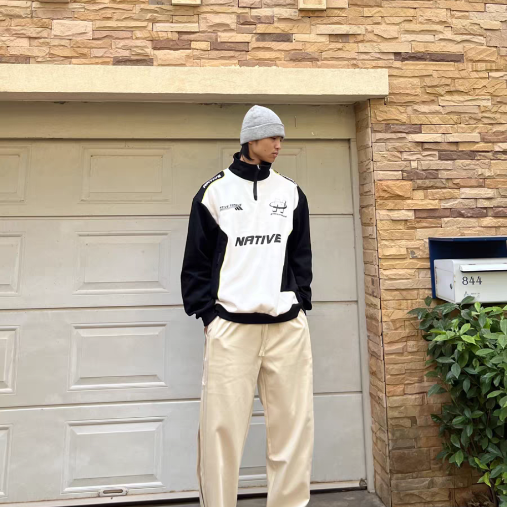 High Street Zipper Reflective Strip Sweatshirt