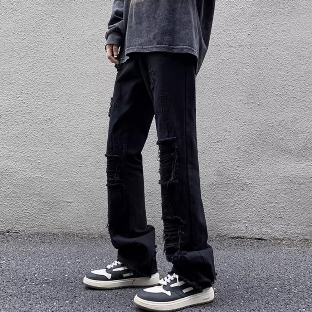 American High Street Hole Slim Straight Jeans