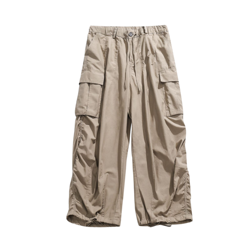 Japanese Solid Color Folded Cargo Pants