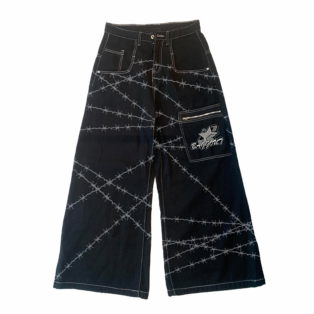 BAGGOUT Printed Wide-Leg Jeans