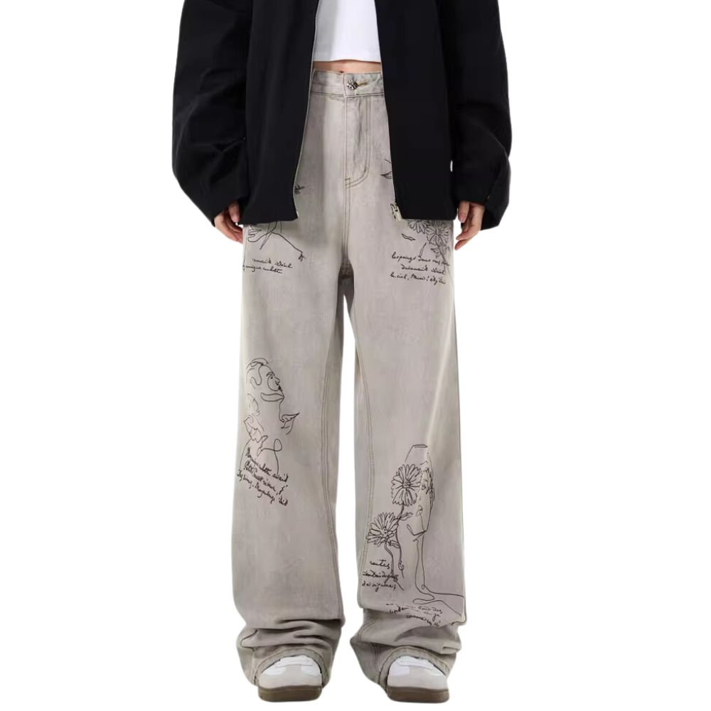 Women's Hand Painted Graffiti Jeans