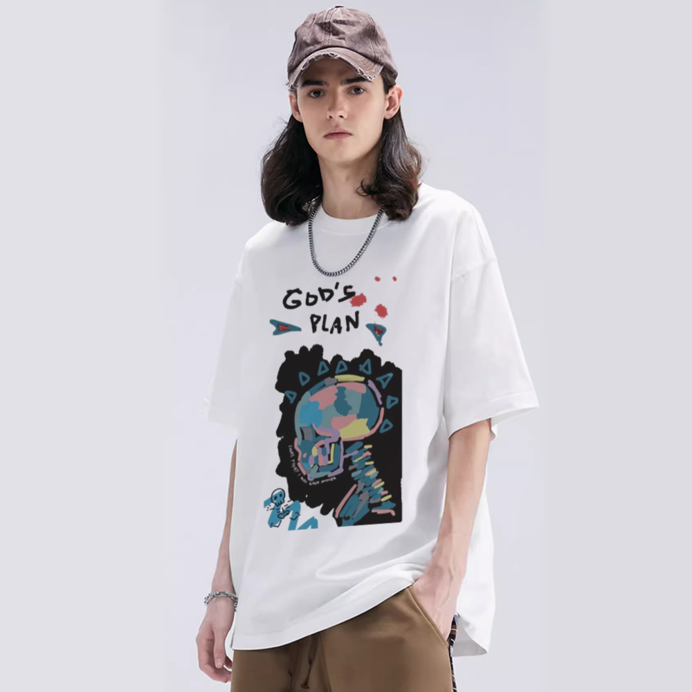 God'S Plan Colorful Skull Doodle T-Shirt