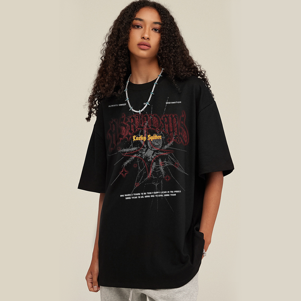 Dark Spider Print Cotton T-shirt