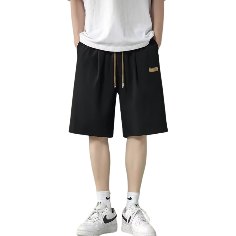 Relaxed Solid Drawstring Shorts