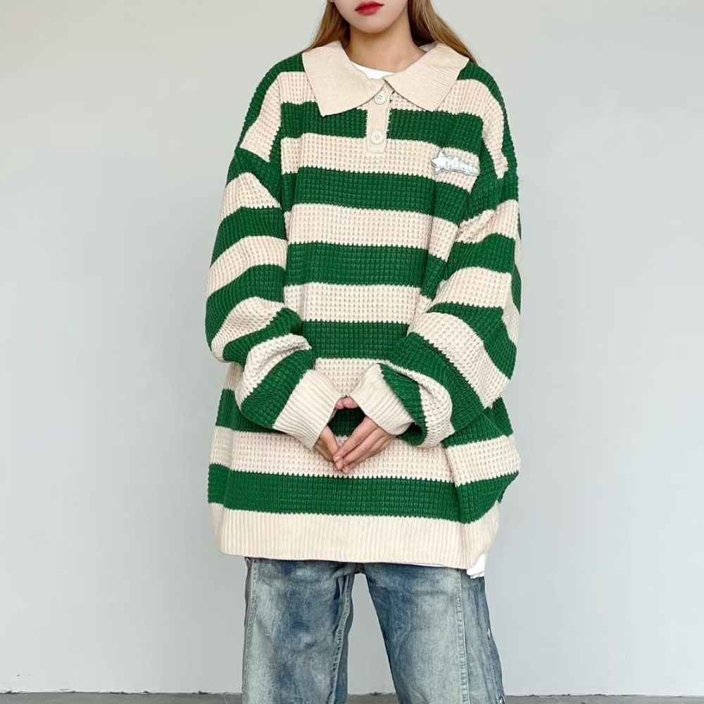 American Striped Polo Sweater