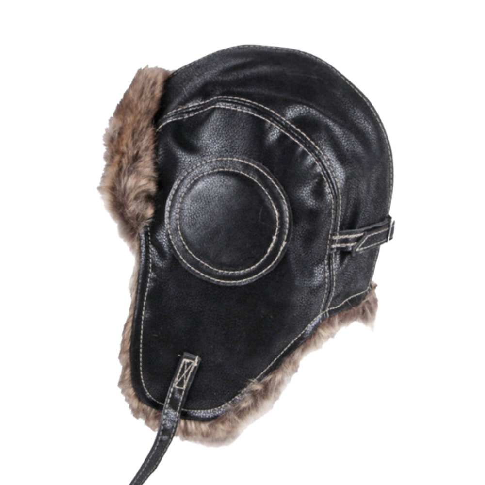 High-End Leather And Fleece Ski Flight Hat