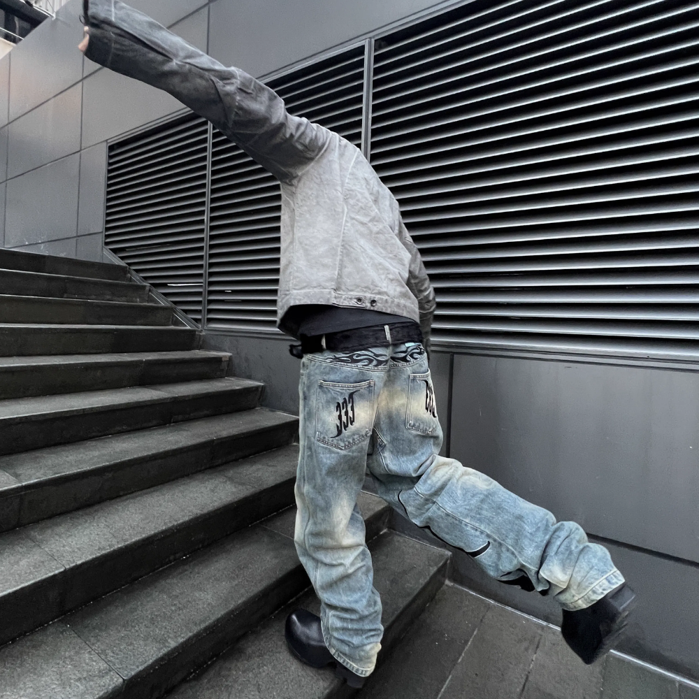 Street Washed Embroidered Jeans